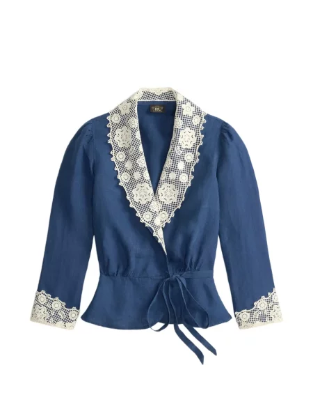 Bluză Ralph Lauren Rrl din dantelă plic albastru