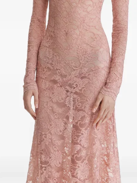 Lung rochie maxi 2310 Studio cu broderie din dantelă roz