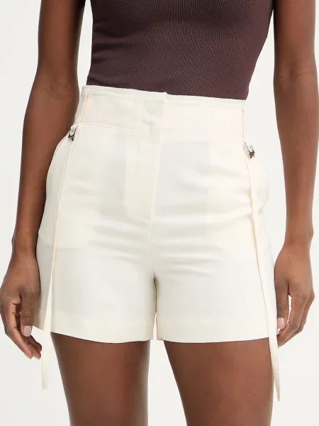 Patrizia Pepe kratke hlače z dodatkom lanu bež