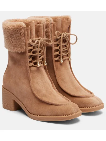 Cizme scurte Jimmy Choo din piele de căprioară bej