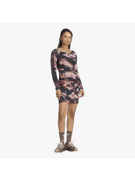 Sukienka adidas Graphic Mini Dress Vermillion/ Crystal Linen/ Aurora Coffee XS czarna
