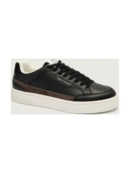 Armani Exchange Sneakers cu adaos de piele negru
