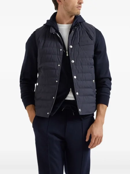 Pantaloni Brunello Cucinelli alergare din material terry albastru