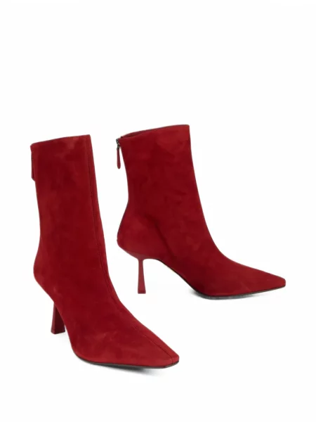 Cizme scurte Aquazzura din piele de căprioară roșu