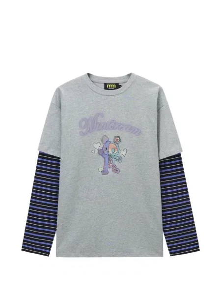 Tricou Mini Cream cu dungi lung mini gri