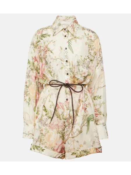 Salopetă Zimmermann de mătase cu model floral alb