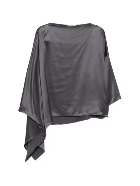 Top Dusan din satin asimetric gri