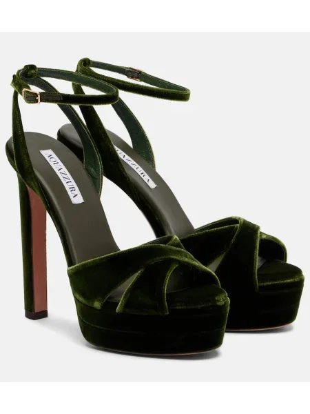 Sandale Aquazzura de catifea cu platformă verde