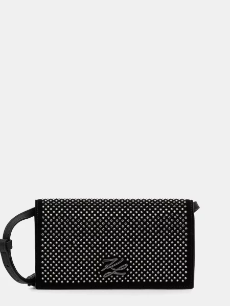 Кожаная сумка Karl Lagerfeld K/Autograph с автографом черная