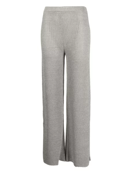 Dzianinowe spodnie Solid & Striped z wysoką talią w paski srebrne