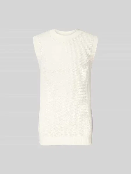 Kamizelka bez rękawów w dzianinowym wyglądzie krój slim fit Won Hundred biała