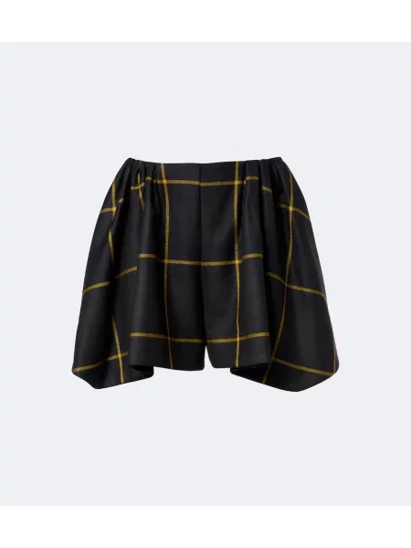 Pantaloni scurți Patou de lână în carouri verde