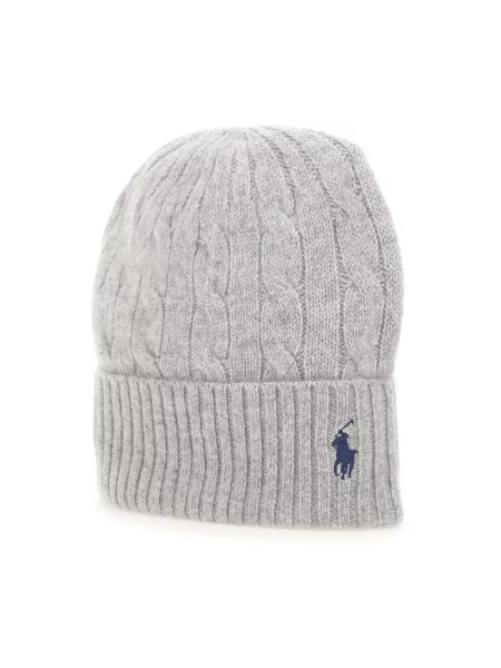 Czapka wełniana z wyhaftowanym logo Polo Ralph Lauren szara