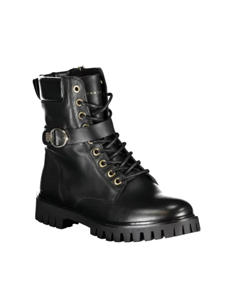 Botki Tommy Hilfiger biznesowe z nadrukiem czarne