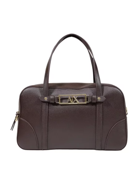 Torebka Armani Exchange skórzana biznesowa brązowa
