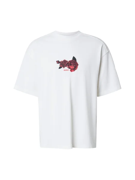 HUGO Tricou Domans / albastru deschis / gri închis / roşu închis bej