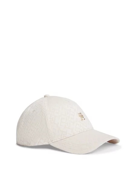 Czapka z daszkiem z czystej bawełny Tommy Hilfiger beżowa
