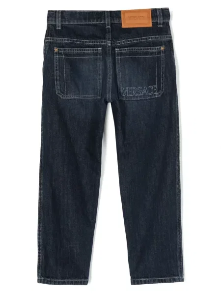 Jeansy straight leg dziecięce Versace niebieskie