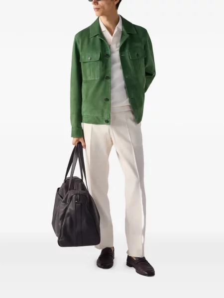 Geacă Zegna din piele de căprioară verde
