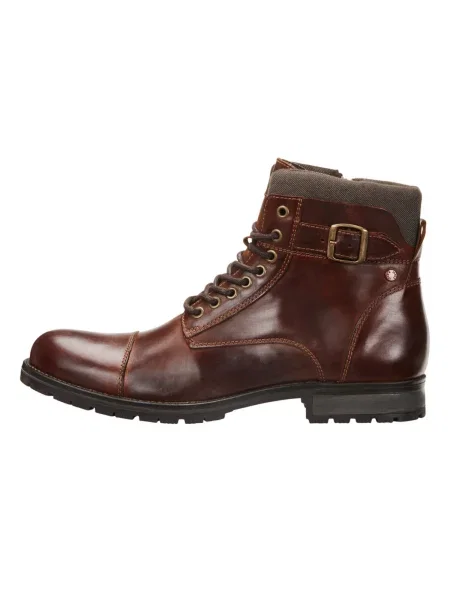 JACK & JONES Šnurovacie čižmy Albany hrdzavohnedá