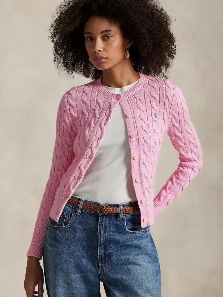 Dzianinowy kardigan Polo Ralph Lauren różowy