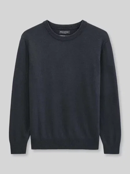 Sweter w kroju regular fit z mieszanki bawełny z dodatkiem żywej wełny Marc O'polo granatowy