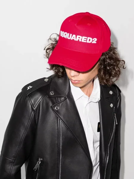 Siuvinėtas kepurė su snapeliu Dsquared2 raudona