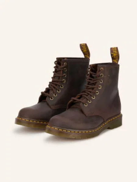 Dr. Martens Šněrovací Boty tmavě hnědá / zlatá žlutá