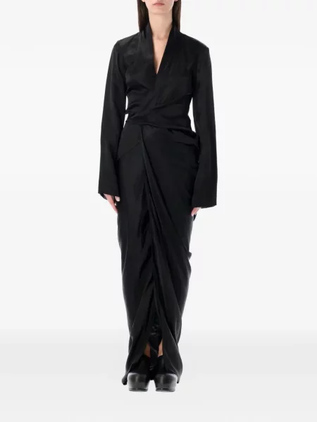 Rochie maxi Rick Owens cu decolteu în V de costum negru