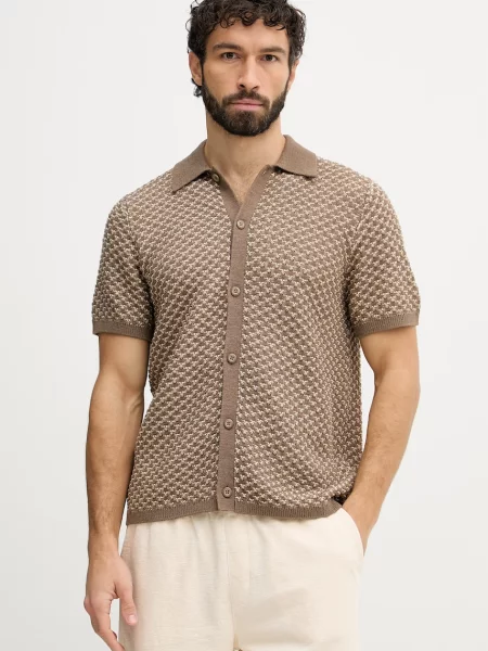 Guess srajca lanena mešanica RYDEN bež