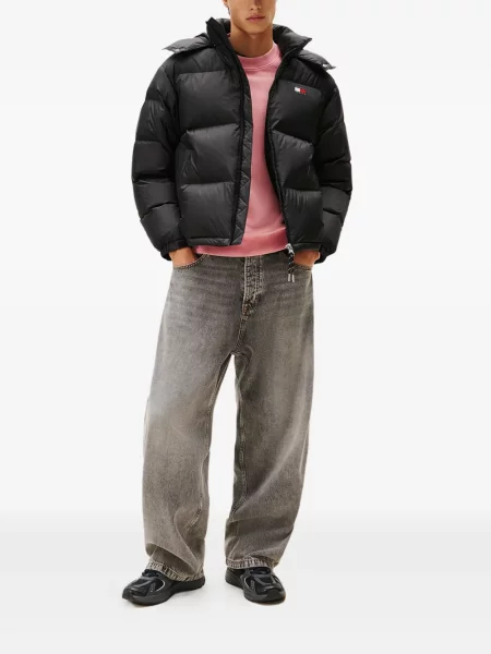 Дънково яке Tommy Jeans с качулка черно