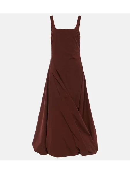 Rochie midi Simkhai drapată până la genunchi din poplin maro