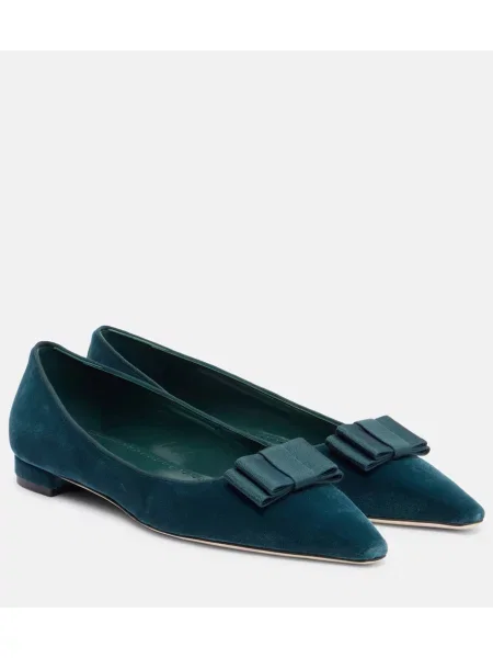 Balerini Manolo Blahnik de catifea albastru
