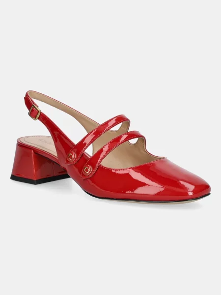 Кожени обувки с дебел Coach Winley Slingback Mary Jane червено