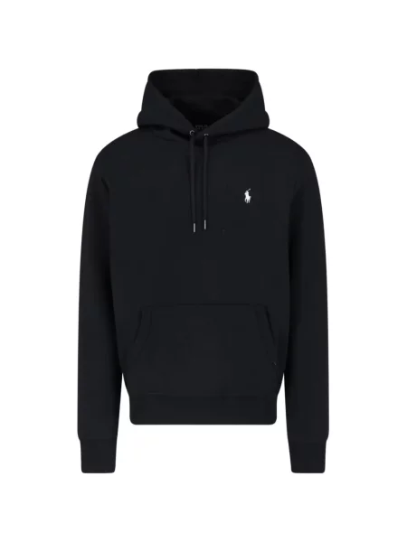 Megztas džemperis su gobtuvu Polo Ralph Lauren apvaliu kaklu juoda
