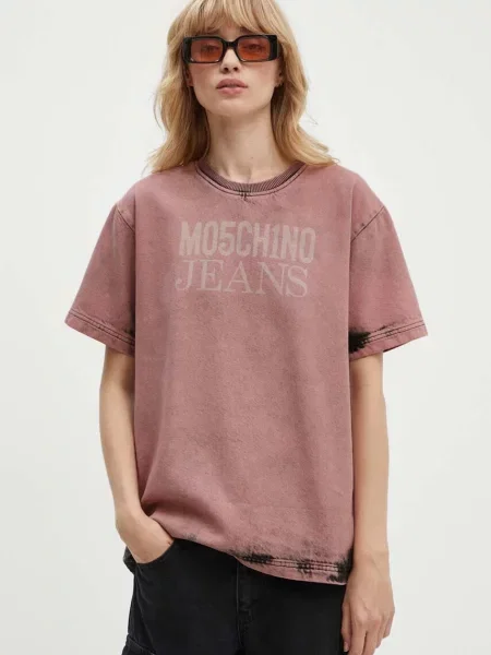 Moschino Jeans tricou din denim roz
