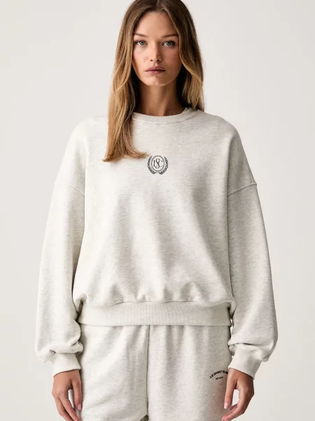Le Privé hanorac pentru femei din VARSITY CREWNECK gri