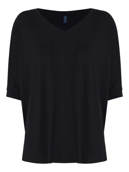 Krótka koszulka Lygia & Nanny z dekoltem w serek czarna