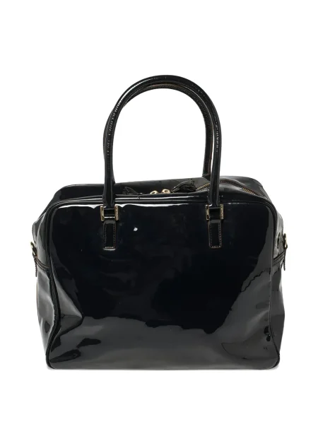 Iš natūralios odos lakuotas satchel Anya Hindmarch mėlyna