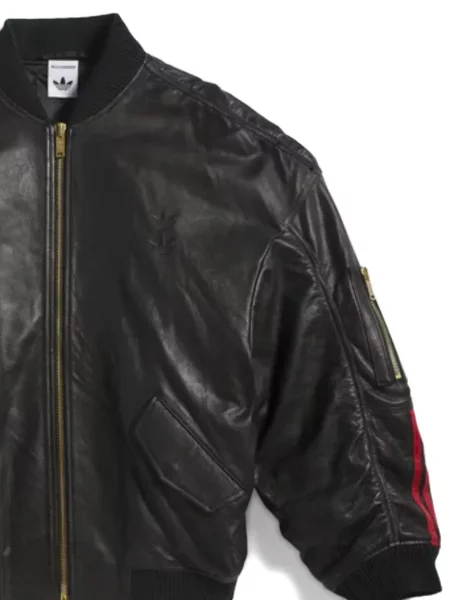 Pantaloni scurți Adidas cu autograf din piele negru