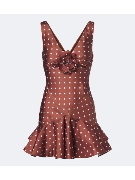 Rochie Rodarte din satin cu model floral maro
