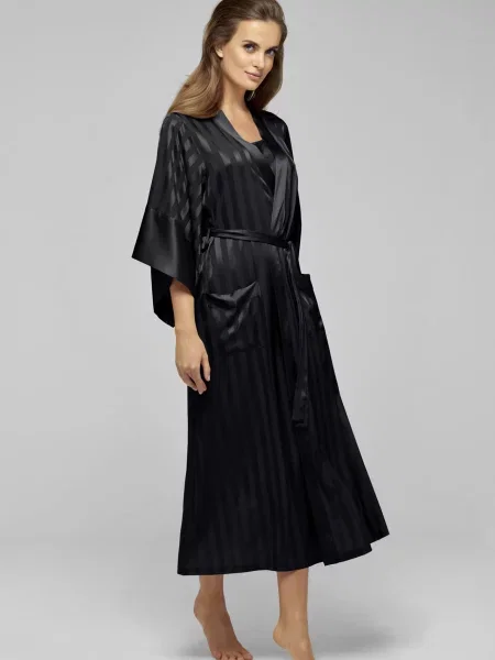 Шовковий смугастий халат Marc&andre сірий