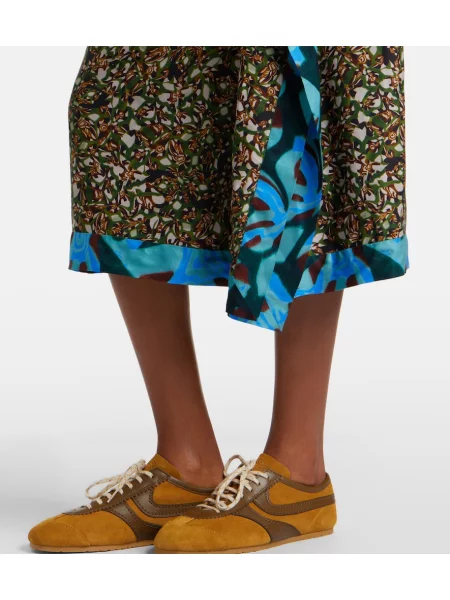Fustă midi Dries Van Noten cu imagine verde