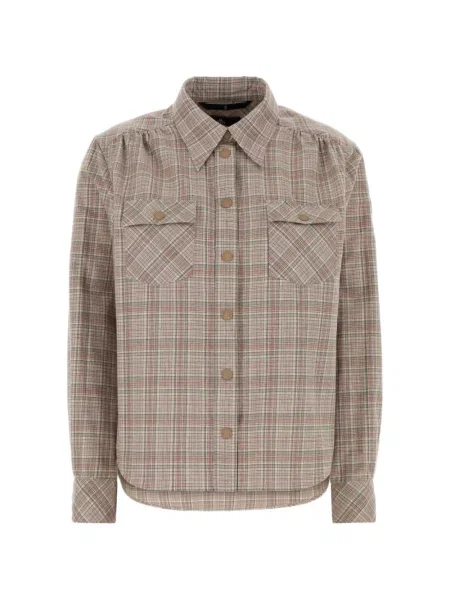 Cămașă Moncler Grenoble în carouri de flanelă roz