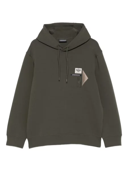 Aplikált kapucnis melegítő felső Emporio Armani zöld