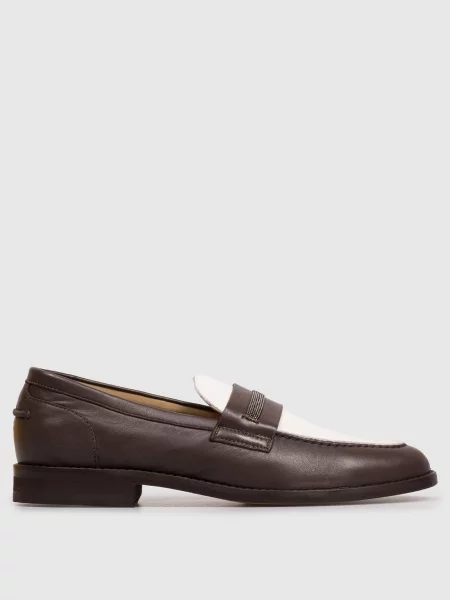 Шкіряні лофери з ланцюжком моніль Doucal's коричневі