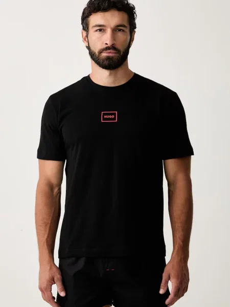 HUGO piżama dwuczęściowa z bawełną SOREN SHORT SET czarna