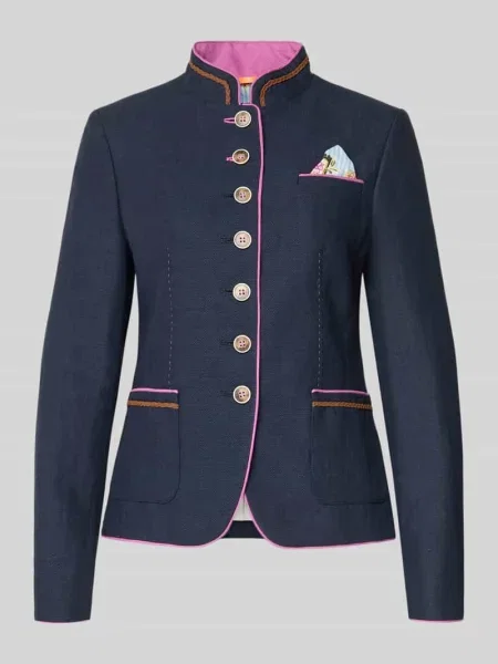 Marynarka o kroju slim fit z Mieszanka lnu i bawełny White Label granatowa