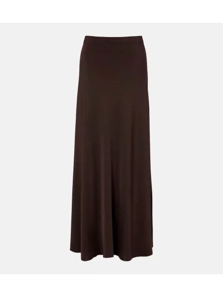 Dzianinowa maksi spódnica maxi Saint Laurent brązowa