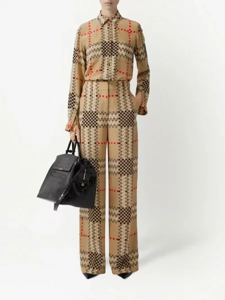 Pledinės plačiakojis kelnės Burberry
